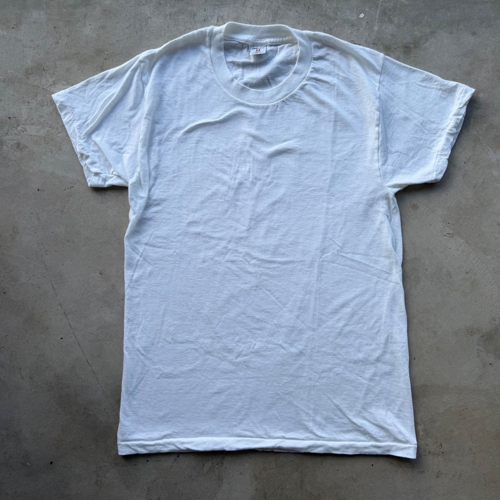 Vintage Jockey Classic White T-Shirt Made in USA 100% Cotton Single Stitch Med